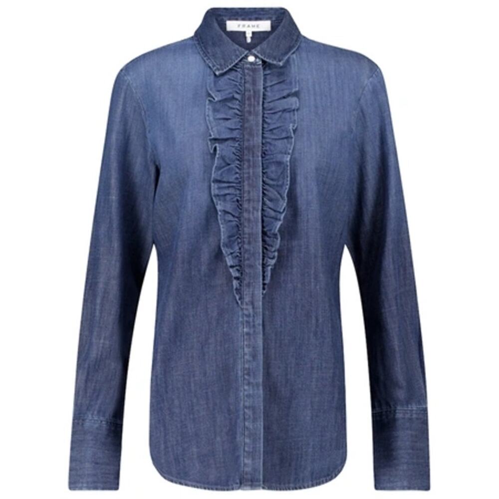 FRAME Ruffle Tux Denim Shirt